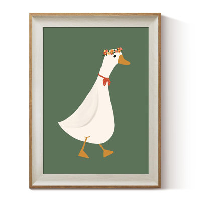 Goose with Flower Crown Framed Wall Art