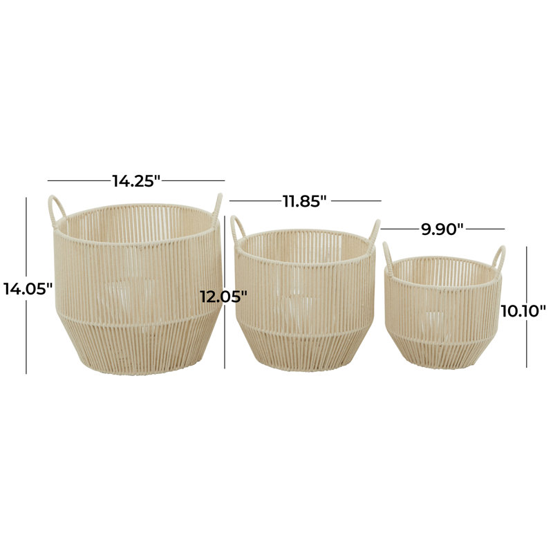 Panier en tissu naturel, H 14,05 po x l 14,25 po x P 14 po