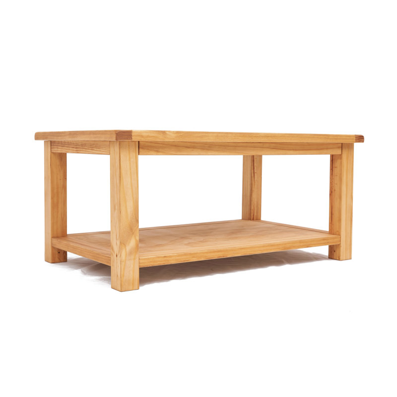 Pompey 4 Legs Coffee Table with Storage, Waxed Pine