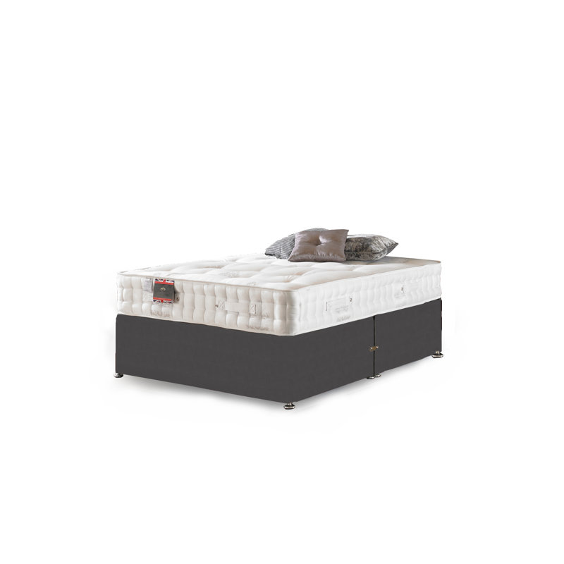 Asia Coil Spring Divan Bed Set, 2 Drawers, Steel Plush Velvet, Small Single