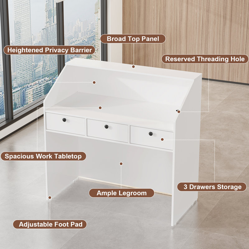 Srikanthan 2 Person Rectangle Manufactured Wood Reception Desk