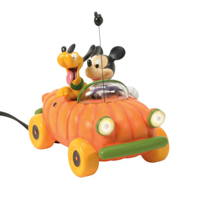 Department 56 Disney Village Accessories Mickey's Pumpkin Car Arriving in Style Light Up Figurine 3.86 Inch