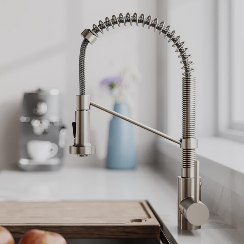 Robinet de cuisine à poignée simple KRAUS Bolden, Acier inoxydable qui ne tache pas