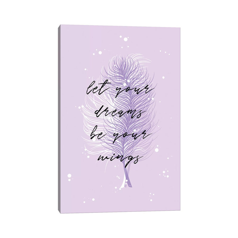 Purple Feathers by Martina Pavlova - Print on Canvas, Wrapped Canvas, 45.72cm H x 30.48cm W x 1.91cm D