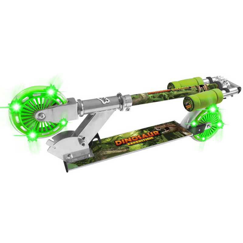 Scooter dinosaure pliant avec roues clignotantes