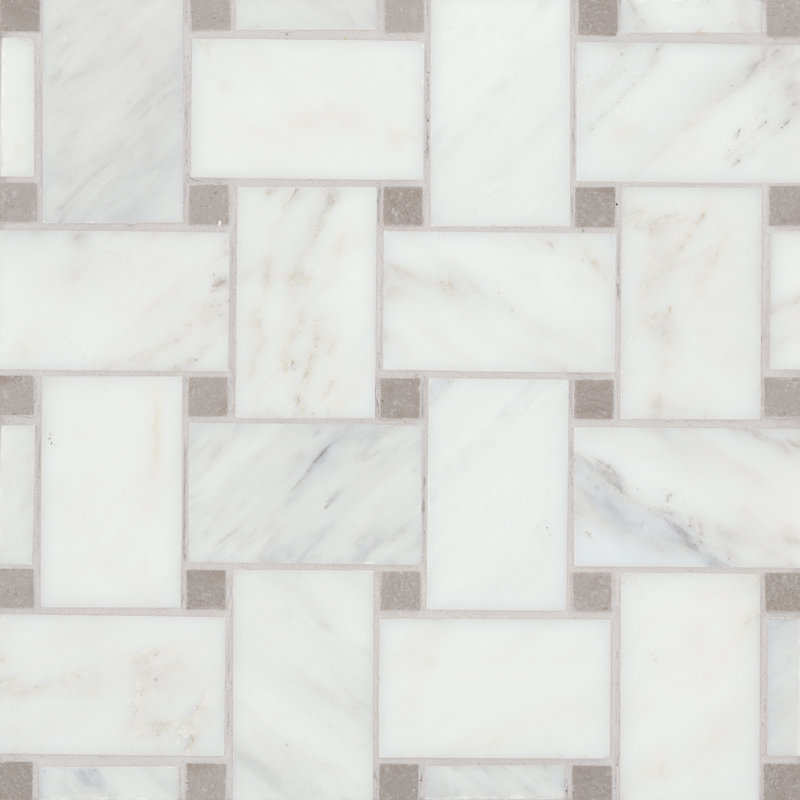 Jumbo Basketweave 12" x 12" Matte Marble Mosaic Floor and Wall Tile , Beige