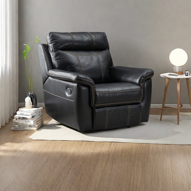 Chaise longue en éponge ergonomique, Black Faux Leather