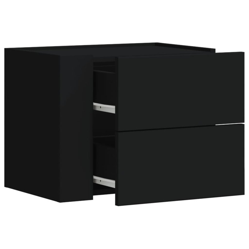 Rainald 45cm W Manufactured Wood Bedside Table, Black