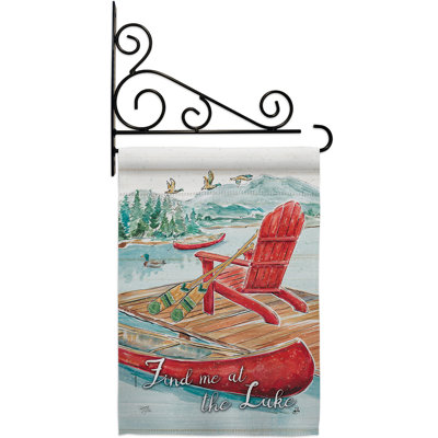 Ensemble de drapeaux de jardin en polyester 18,5 x 13 po Find Me at The Lake - Impressions