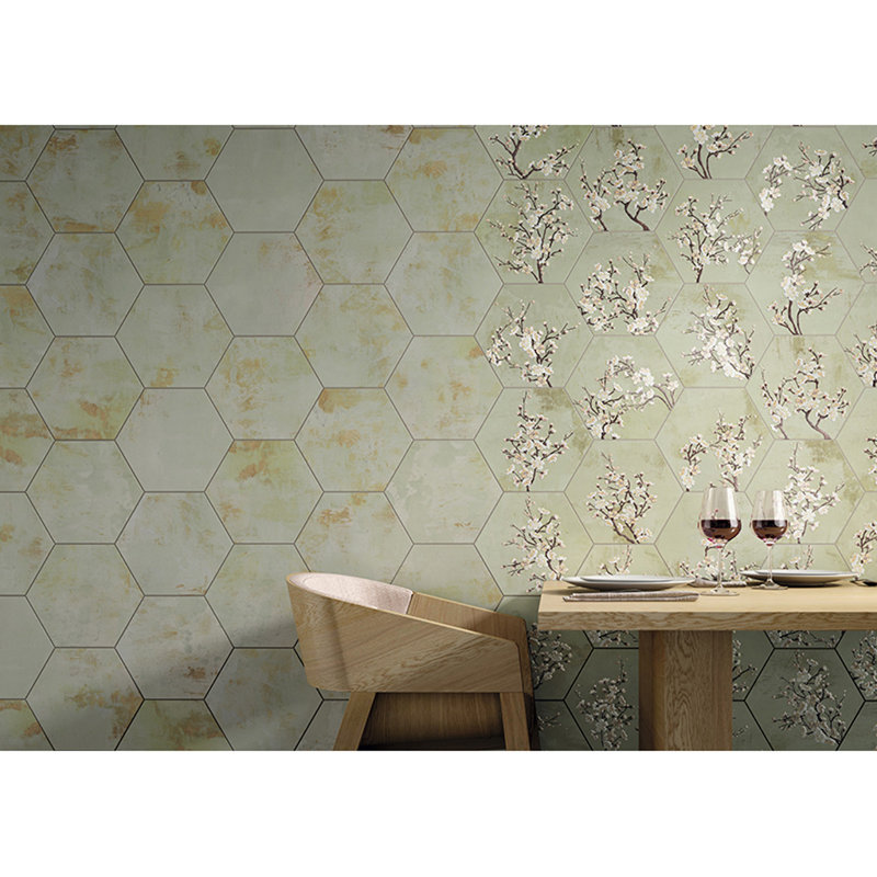 Aureate 10" x 11" Porcelain Marble Look Wall & Floor Tile, Green