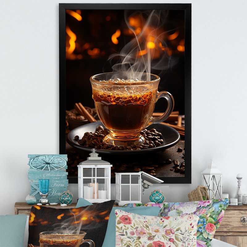 «Cuba Aroma Coffee Harmony» sur impression sur toile, Cadre simple noir, H 32 po x l 16 po x P 1 po