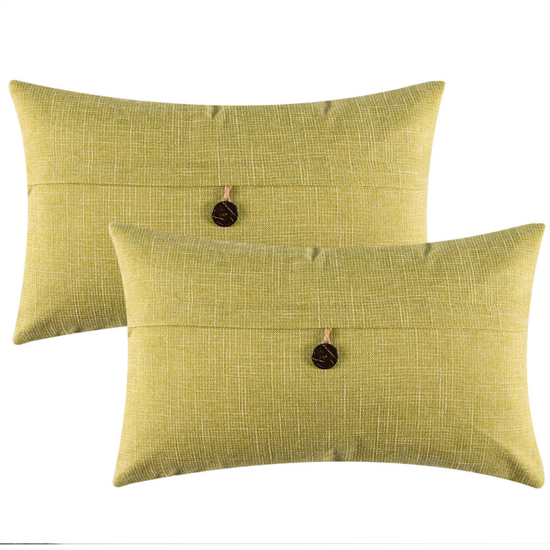 Buttons Cotton Blend Reversible Throw Pillow, Yellow