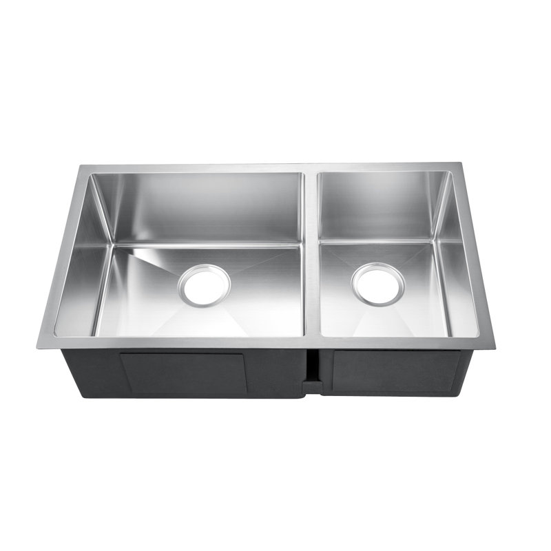 Guilio 33'' L Double Bowl Stainless Steel Kitchen Sink