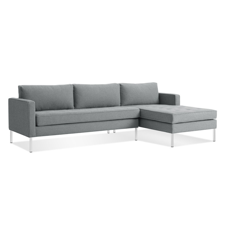 Paramount Chaise Sectional, Stainless Steel, Sanford Ceramic Crossweave, Right Hand Facing