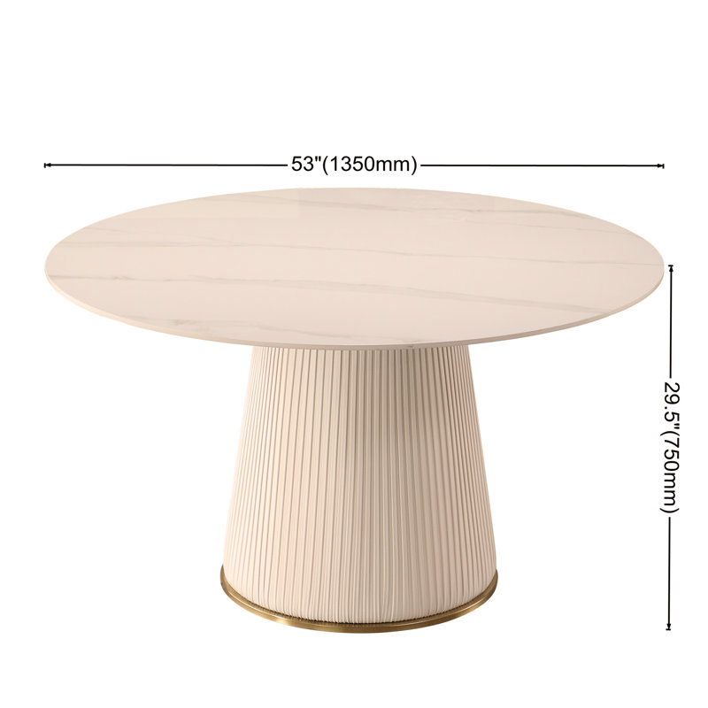Table de salle à manger ronde moderne en pierre frittée de 53 pouces avec base et chaises, 7