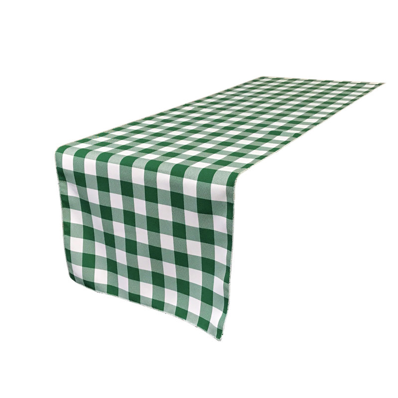 Evemarie Gingham Table Runner, White / Hunter Green