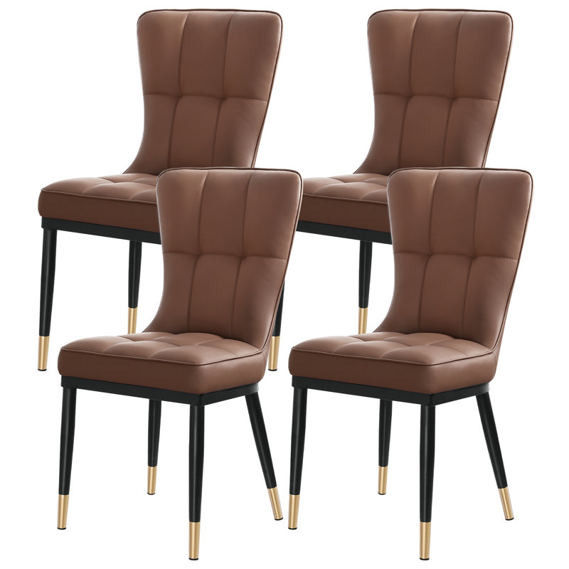 Modern Upholstered Dining Chair with Metal Frame, Brown