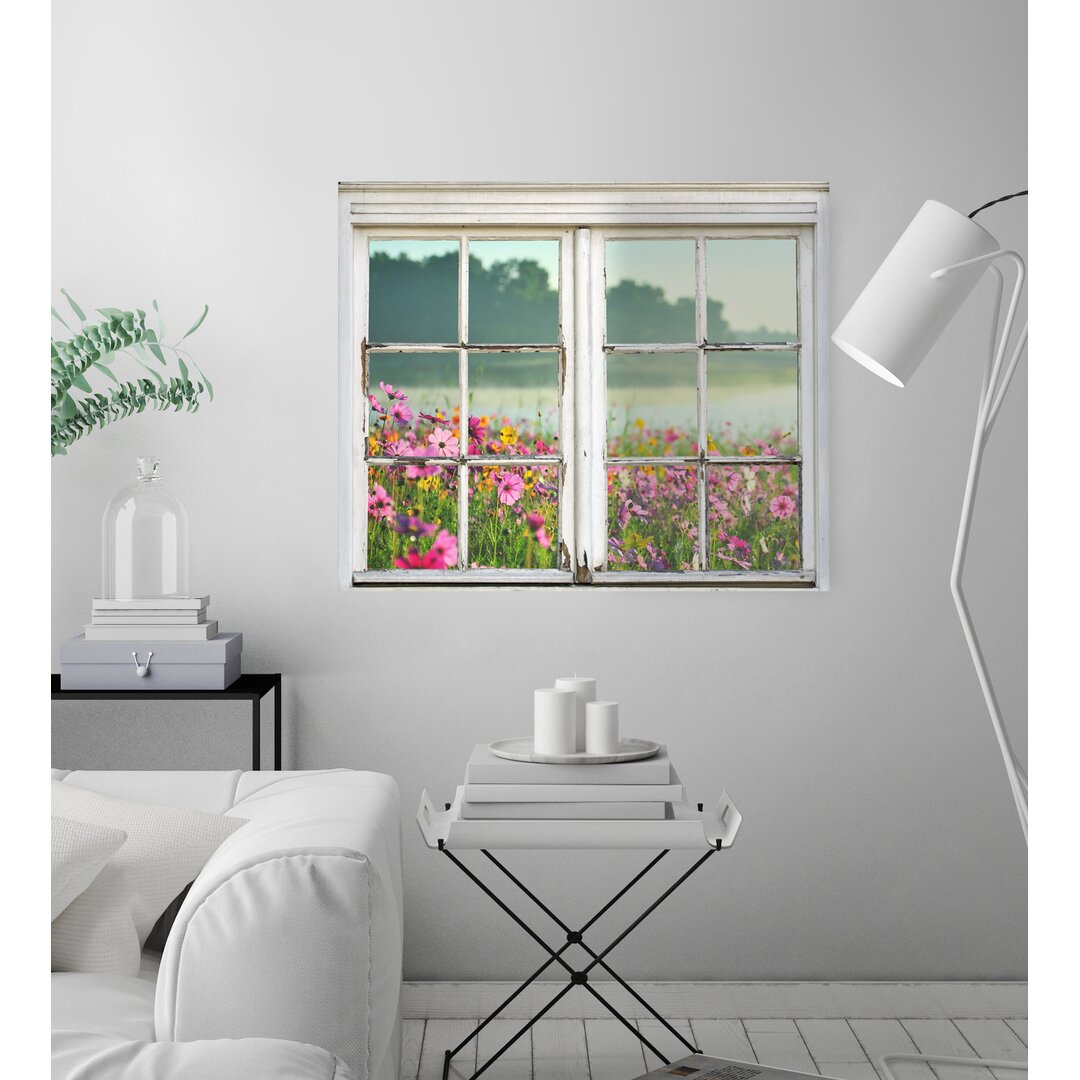 Wandtattoo Fenster Kreuzweise Blumenwiese