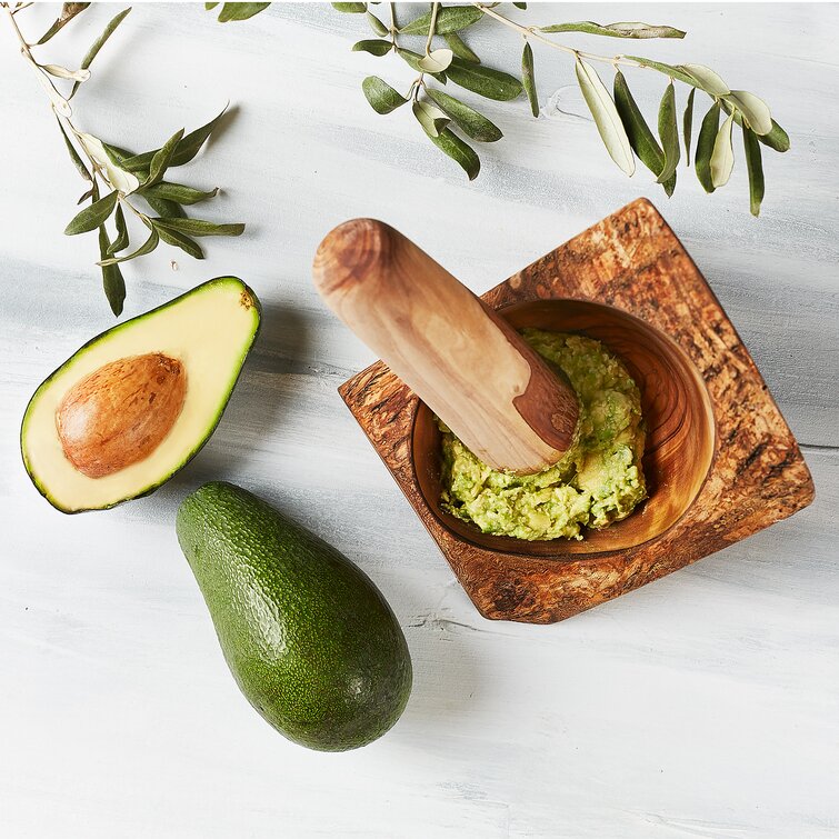 Rustic Mortar Olive Wood Mortar and Pestle Set Wooden Herb Grinder