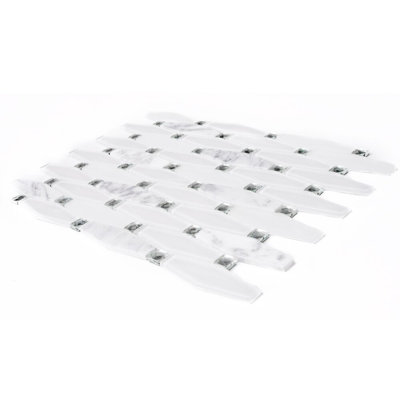 Carrara Diamond 12" x 12" Glass Grid Mosaic Wall & Floor Tile