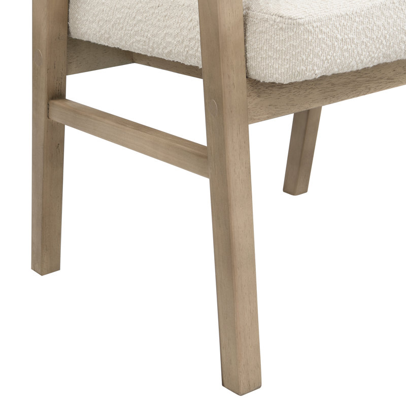 Chaise rembourrée Meika, Coussin blanc / structure en frêne clair