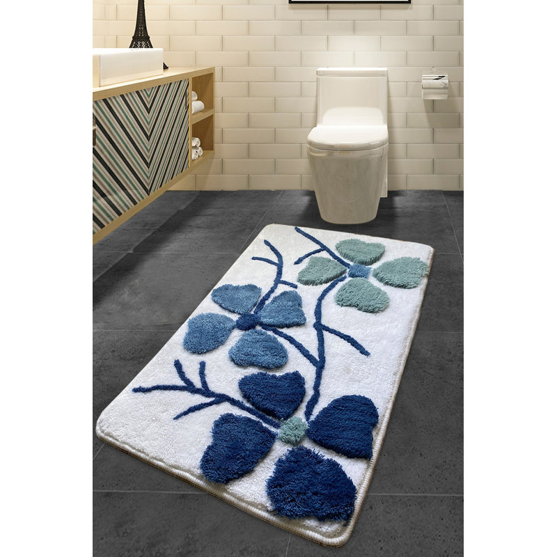 Alon Non-Slip Bath Mat, Blue/White