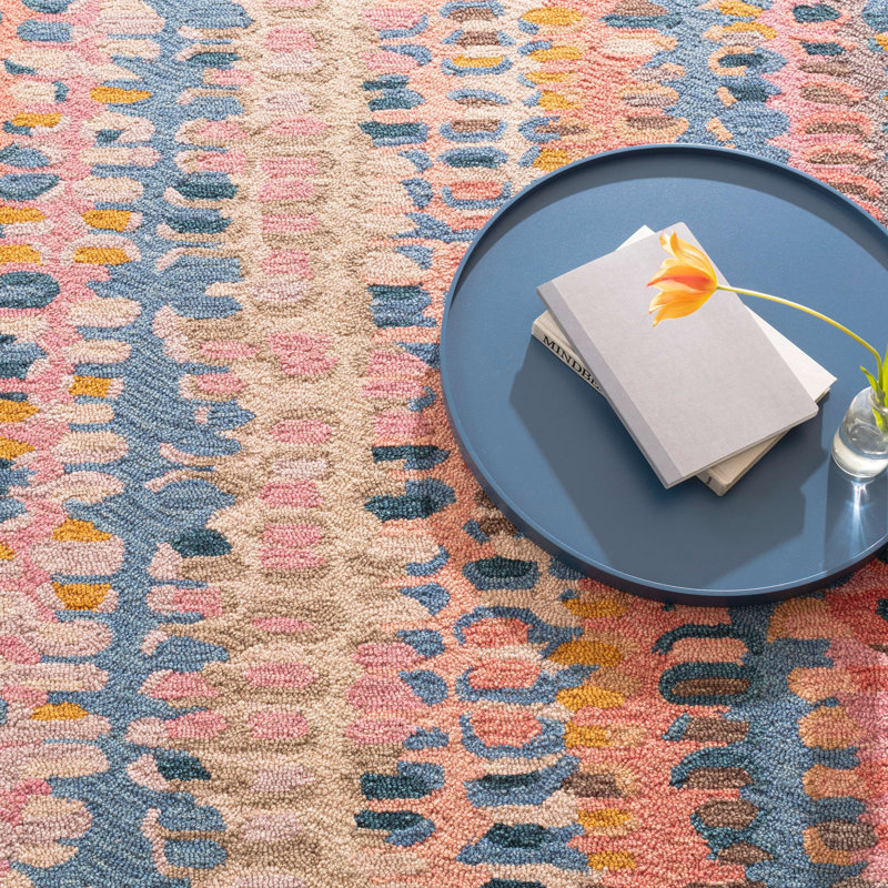 Paint Chip Coral Hand Micro Hooked Wool Rug, Rectangle 2' x 3'