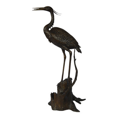 Copper and Metal Great Heron Perched Fountain