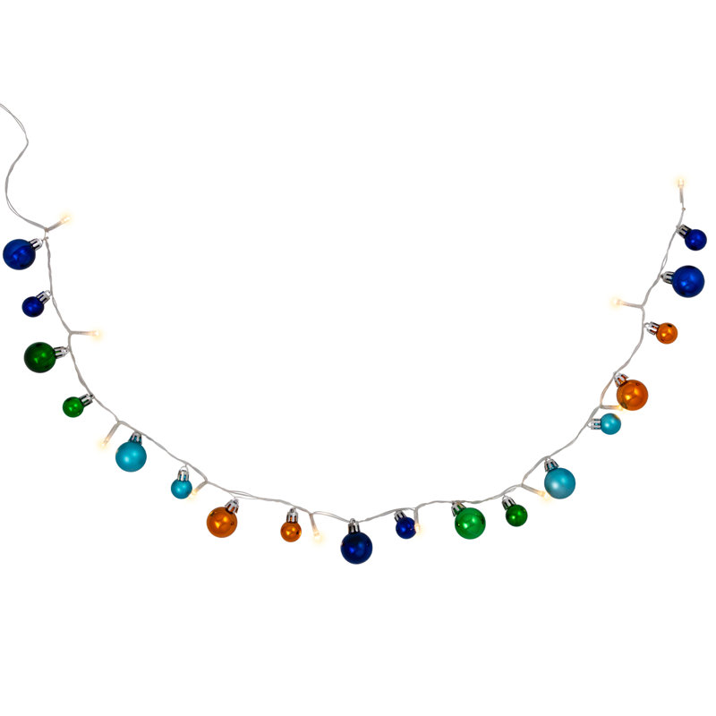 Ornament String Christmas Lights - Warm White LED - 3' Clear Wire - 10Ct - Blue