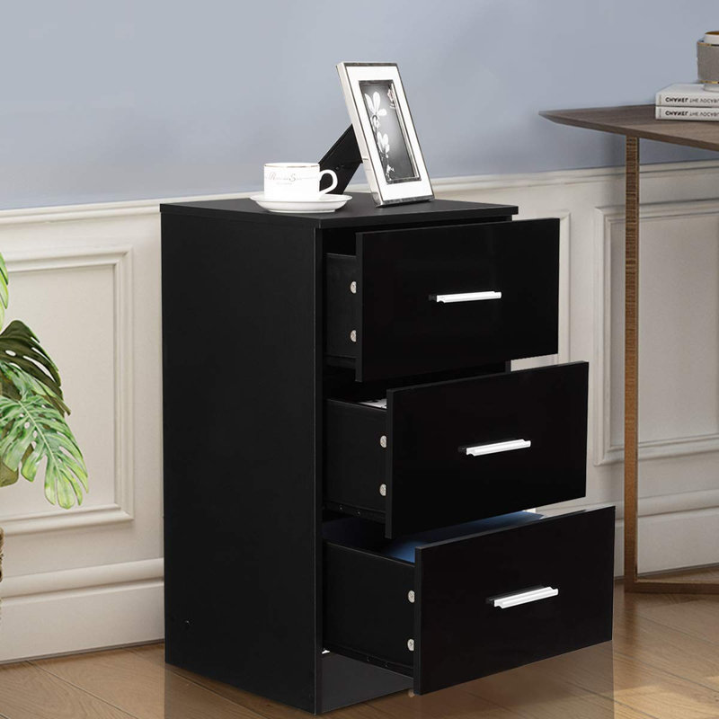 Alara 37cm W 3 - Drawer Chest of Drawers, Black