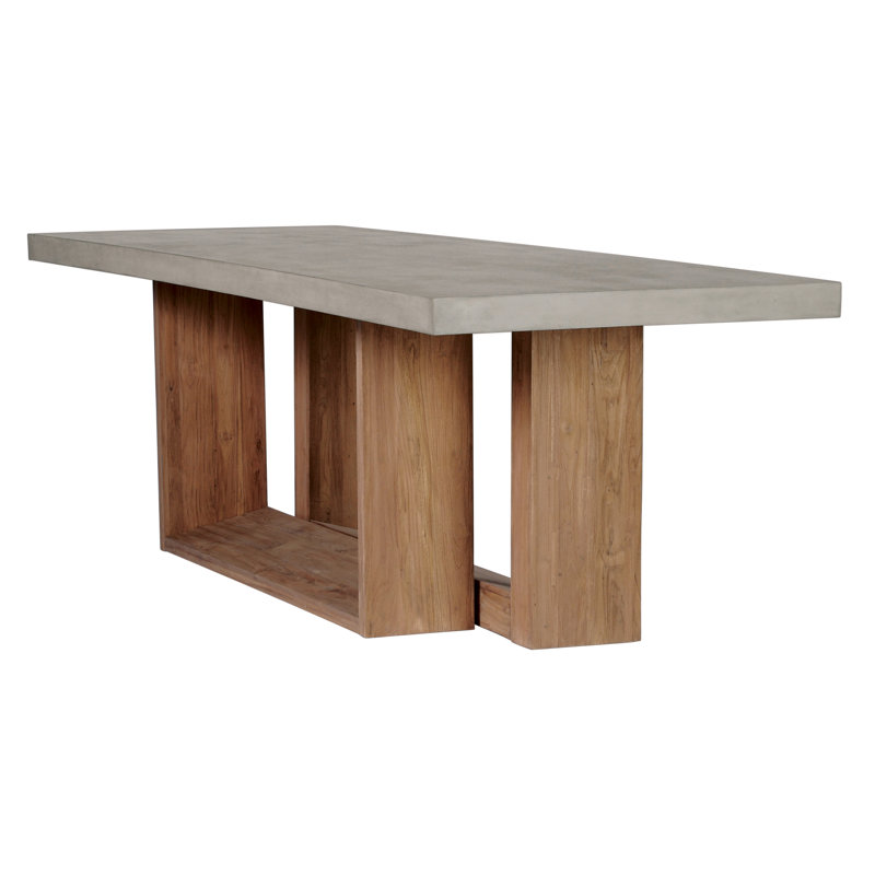 Slate Gray Concrete and Teak Dining Table
