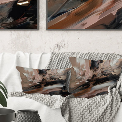 Coussin décoratif brun et noir au-delà des limites II - imprimé abstrait