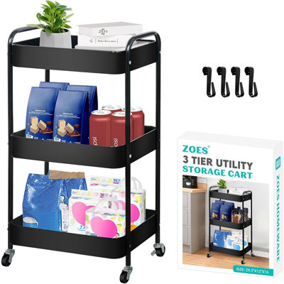 3-Tier Serving Cart With Wine Rack And Glass Holder, Top Tier Holds Up To 6 Glasses And 2 Bottle Compartments, With Additional Storage Shelves For Home Bar Or Kitchen Use
