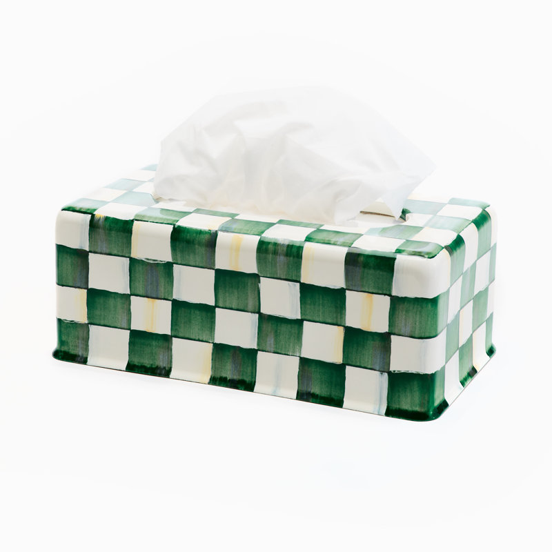 Emerald Check Steel Tissue Box Cover