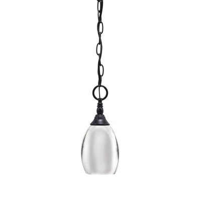 Chain Hung Mini Pendant Shown With 5" Oval Metal Shade