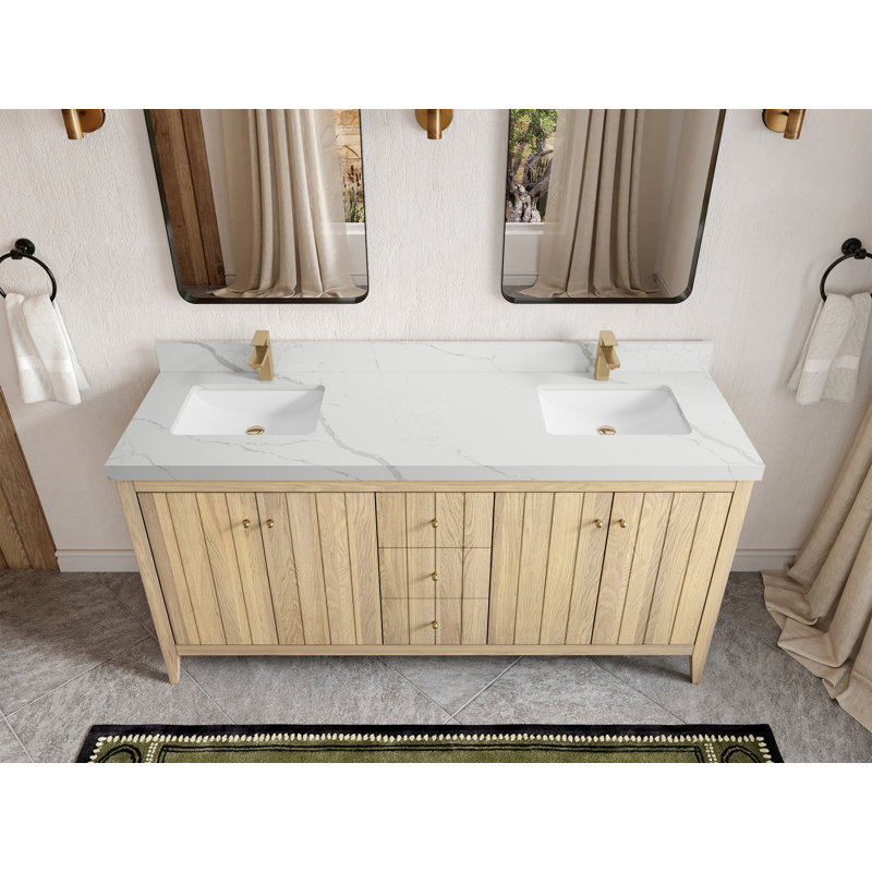 Chêne d'Atlanta 72 po X P 22 po D Meuble-lavabo double avec 2 po , Calacatta Laza