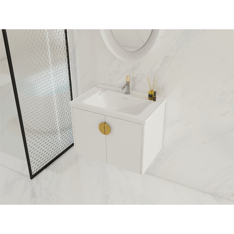 27.80'' Single Bathroom Vanity with Ceramic Top