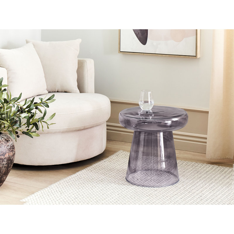 Caithlyn Glass Top Pedestal End Table, Grey