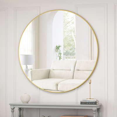 Miroir de meuble-lavabo rond noir 39 po