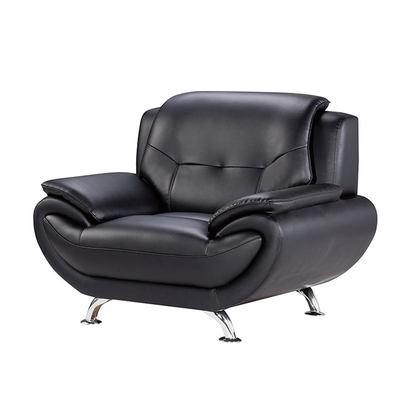 Sulayman Faux Leather Armchair, Black Faux Leather