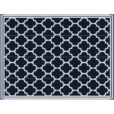 Tapis d'extérieur imperméable 9 pi x 12 pi, bleu et blanc. Camping réversible avec sac de transport pour véhicule récréatif Aventures idéales dans la cour, le pont, le pique-nique, la plage. Facile à nettoyer Blanc «Enjoy Your Time Fade»