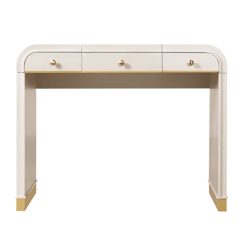 Coiffeuse 3 en 1 avec miroir rabattable, Champagne