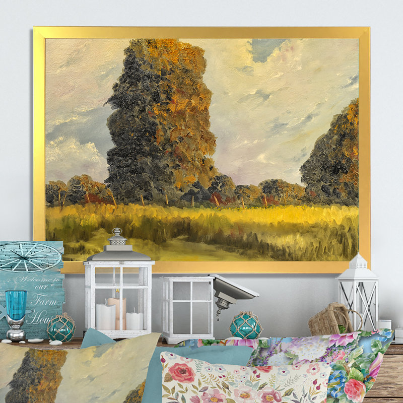 «Lake Shore In Summer Forest», reproduction sur toile flottante, H 8 po x l 12 po x P 1 po, Cadre doré
