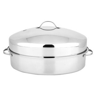 Cajun Cookware Aluminum Roaster Pan with Lid - 15-inch Roasting Pot - Easy  to Clean Oval Cookware