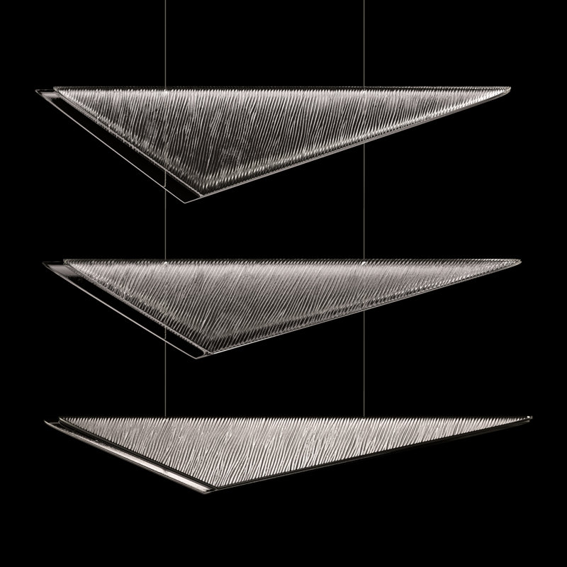 Luminaire suspendu Volo, Argent argent, Transparent linéaire, 8 lumières