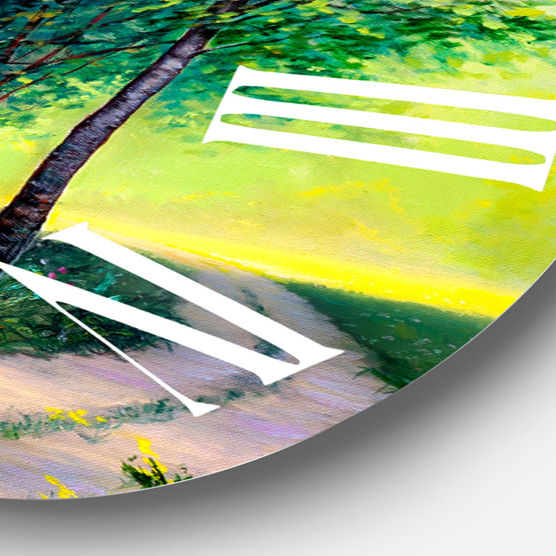 Horloge murale Summer Forest Road By The Birches - Lake House, Grand