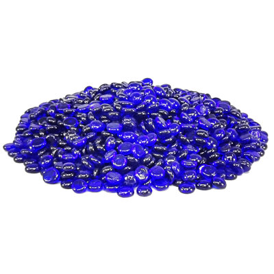 10 Pounds Reflective Tempered Fire Glass for Natural or Propane Fire Pit Fireplace & Landscaping, 1/2-Inch High Luster Platinum Deep Blue Glass