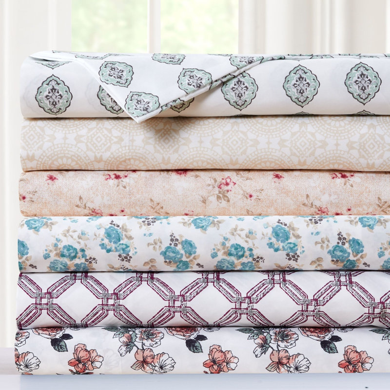 Kashmir Rose Twin Deep Pocket Microfiber Sheet Set