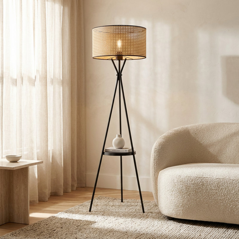 Verve Light Brown Drum Shade Floor Lamp