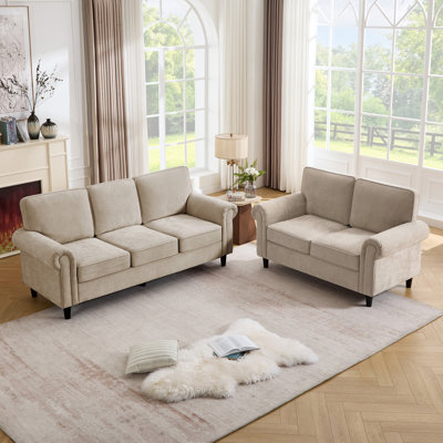 Luelle 2 - Piece Sofa Set For Living Room Upholstered Rolled Arm Couch
